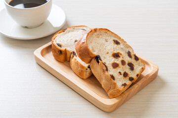 raisin bread with coffee cup