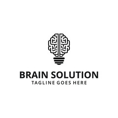 Abstract illustration of human brain with creative modern light bulb, Smart Logo Concept