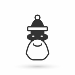 Grey Santa Claus hat and beard icon isolated on white background. Merry Christmas and Happy New Year. Vector