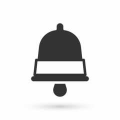 Grey Merry Christmas ringing bell icon isolated on white background. Alarm symbol, service bell, handbell sign, notification. Vector