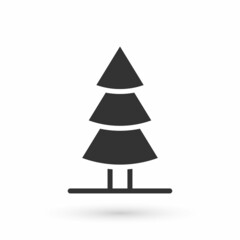 Grey Christmas tree icon isolated on white background. Merry Christmas and Happy New Year. Vector
