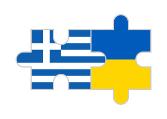 puzzle pieces of greece and ukraine flags. vector illustration isolated on white background