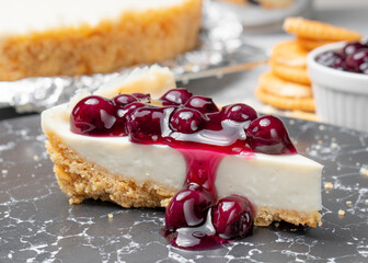 Blueberry cheesecake pie. Delicious cream cheese dessert 