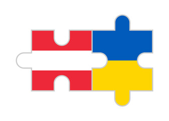 puzzle pieces of austria and ukraine flags. vector illustration isolated on white background