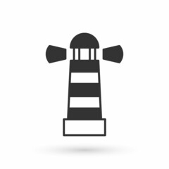 Grey Lighthouse icon isolated on white background. Vector