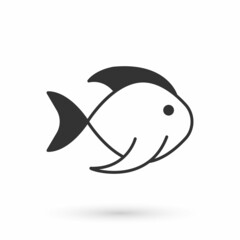 Grey Fish icon isolated on white background. Vector