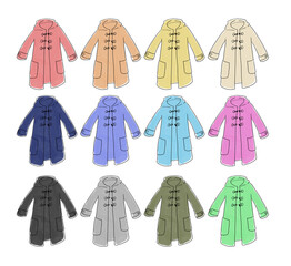 ダッフルコートのイラストセット