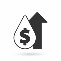 Grey Oil price increase icon isolated on white background. Oil industry crisis concept. Vector