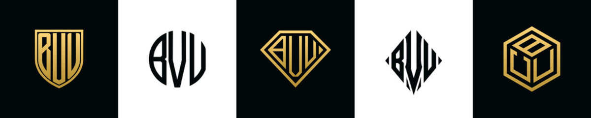 Initial letters BVU logo designs Bundle