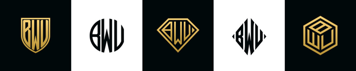 Initial letters BWU logo designs Bundle