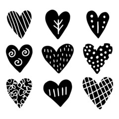 Hearts stamps, silhouette isolated on a white background