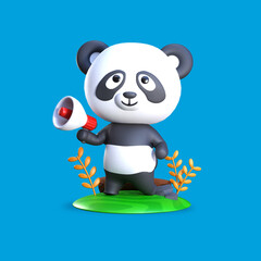 3D Rendering Panda Holding Megaphone for Marketing Illustration © AGUNG