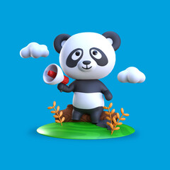 3D Rendering Panda Holding Megaphone for Marketing Illustration © AGUNG
