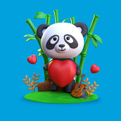 3D Rendering of Romantic Panda with Love Illustration © AGUNG