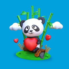 3D Rendering of Romantic Panda with Love Illustration © AGUNG