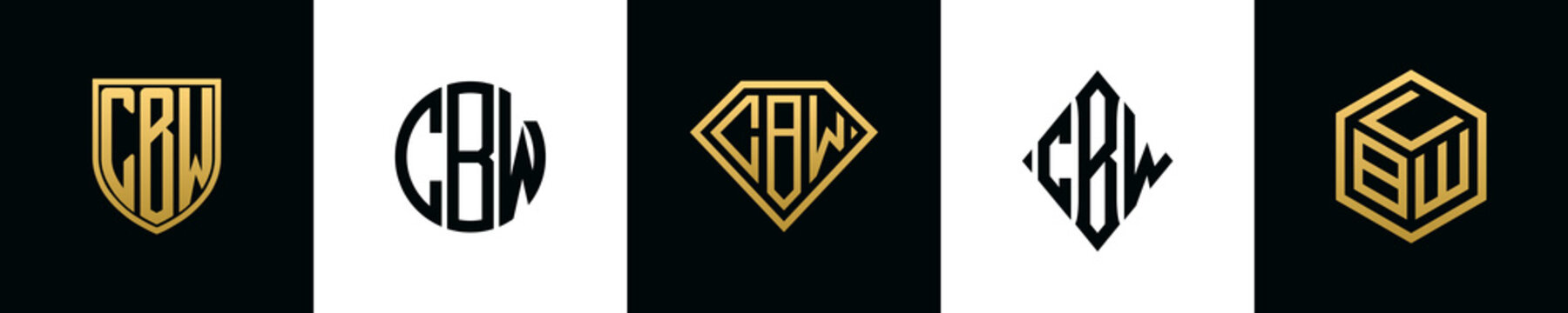 Initial letters CBW logo designs Bundle
