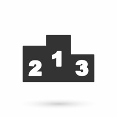 Grey Award over sports winner podium icon isolated on white background. Vector