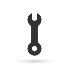 Grey Wrench spanner icon isolated on white background. Spanner repair tool. Service tool symbol. Vector
