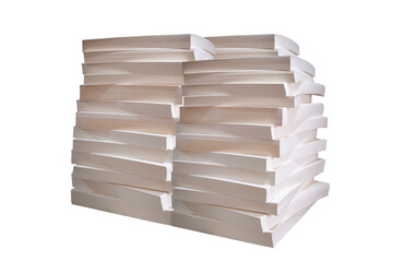 stacks of papers stacked on an isolated white background