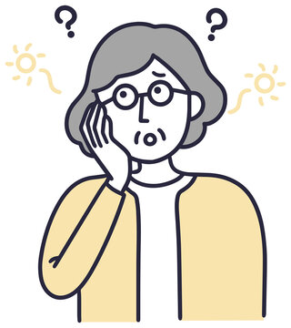 物忘れ　女性　シンプルイラスト