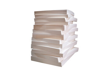 stacks of papers stacked on an isolated white background
