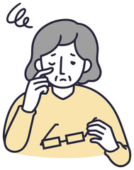 老眼　女性　シンプルイラスト