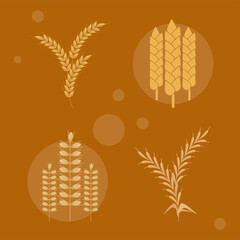 wheat spikes four icons
