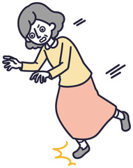 躓く　転ぶ　女性　シンプルイラスト
