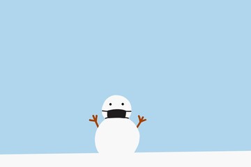happy xmas snowman in winter mask covid virus