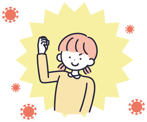 Obraz premium 免疫 感染症対策 子供女性 シンプルイラスト