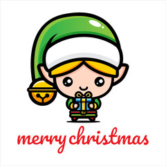 cute fairy cartoon character design celebrating christmas