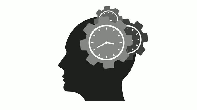 Black color Head clock isolated on white background