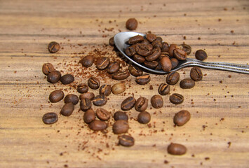 Arabica  coffee roasted beans that are ready to be grinded 