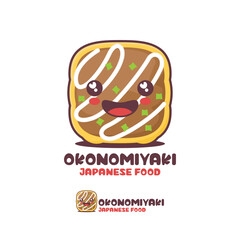 vector okonomiyaki cartoon mascot, japanese food illustration, suitable for, logos, prints, labels, packaging, stickers