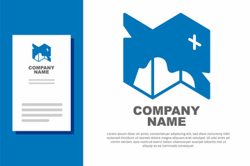 Blue Pirate treasure map icon isolated on white background. Logo design template element. Vector