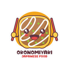 vector okonomiyaki cartoon mascot, japanese food illustration, suitable for, logos, prints, labels, packaging, stickers