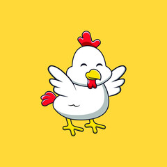 Cute Chicken Cartoon Vector Icon Illustration. Animal Icon Concept Isolated Premium Vector. Flat Cartoon Style