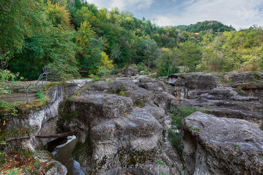 Beautiful Gorges du Fier, river canyon in France