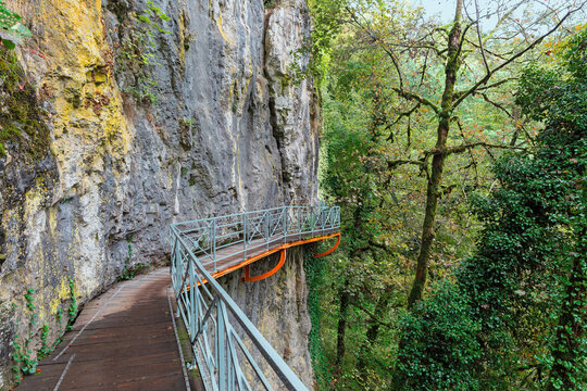 Beautiful Gorges du Fier, river canyon in France