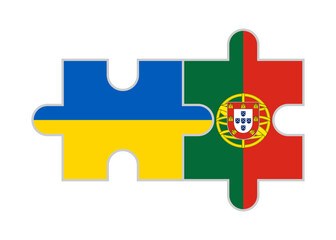 puzzle pieces of ukraine and portugal flags. vector illustration isolated on white background