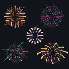 five fireworks explosion icons