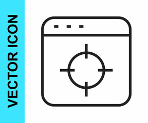 Black line Target financial goal concept icon isolated on white background. Symbolic goals achievement, success. Vector