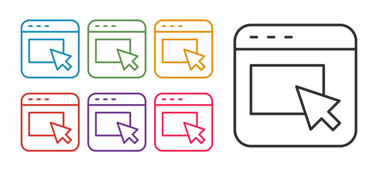 Set line Advertising icon isolated on white background. Concept of marketing and promotion process. Responsive ads. Social media advertising. Set icons colorful. Vector