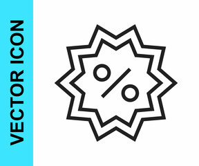 Black line Discount percent tag icon isolated on white background. Shopping tag sign. Special offer sign. Discount coupons symbol. Vector