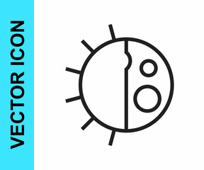 Black line Day night cycle icon isolated on white background. Day night concept, sun and moon. Vector