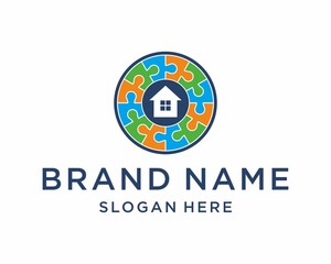 Puzzle Home Logo Premium Vector