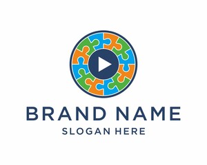 Puzzle Video Premium Vector Logo