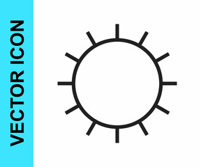 Black line Sun icon isolated on white background. Vector