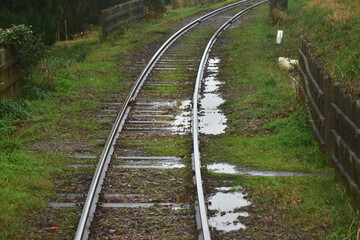 Fototapeta na wymiar 雨中のローカル鉄道の牧歌的イメージ 01