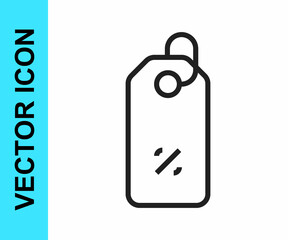 Black line Discount percent tag icon isolated on white background. Shopping tag sign. Special offer sign. Discount coupons symbol. Vector